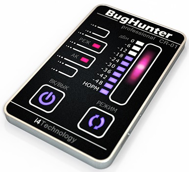 BugHunter CR-1  — очень тонкий и миниатюрный прибор,   его по виду  легко перепутать с кредитной карточкой, поэтому в названии детектора присутствует слово  "Карточка"